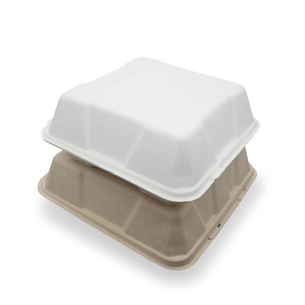 100% Biodegradable Eco-friendly Sugarcane Bagasse Clam Shell (8x8inch) | Bagasse Bowl - ninobamboo