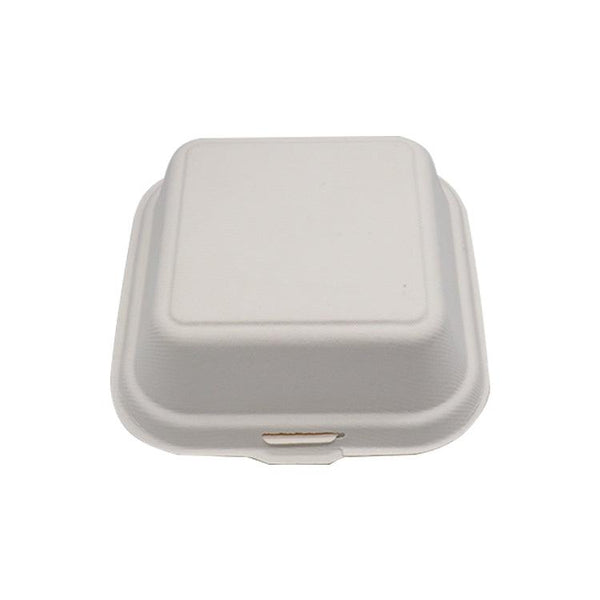 100% Biodegradable Sugarcane Bagasse 6x6inch Clamshell B - ninobamboo
