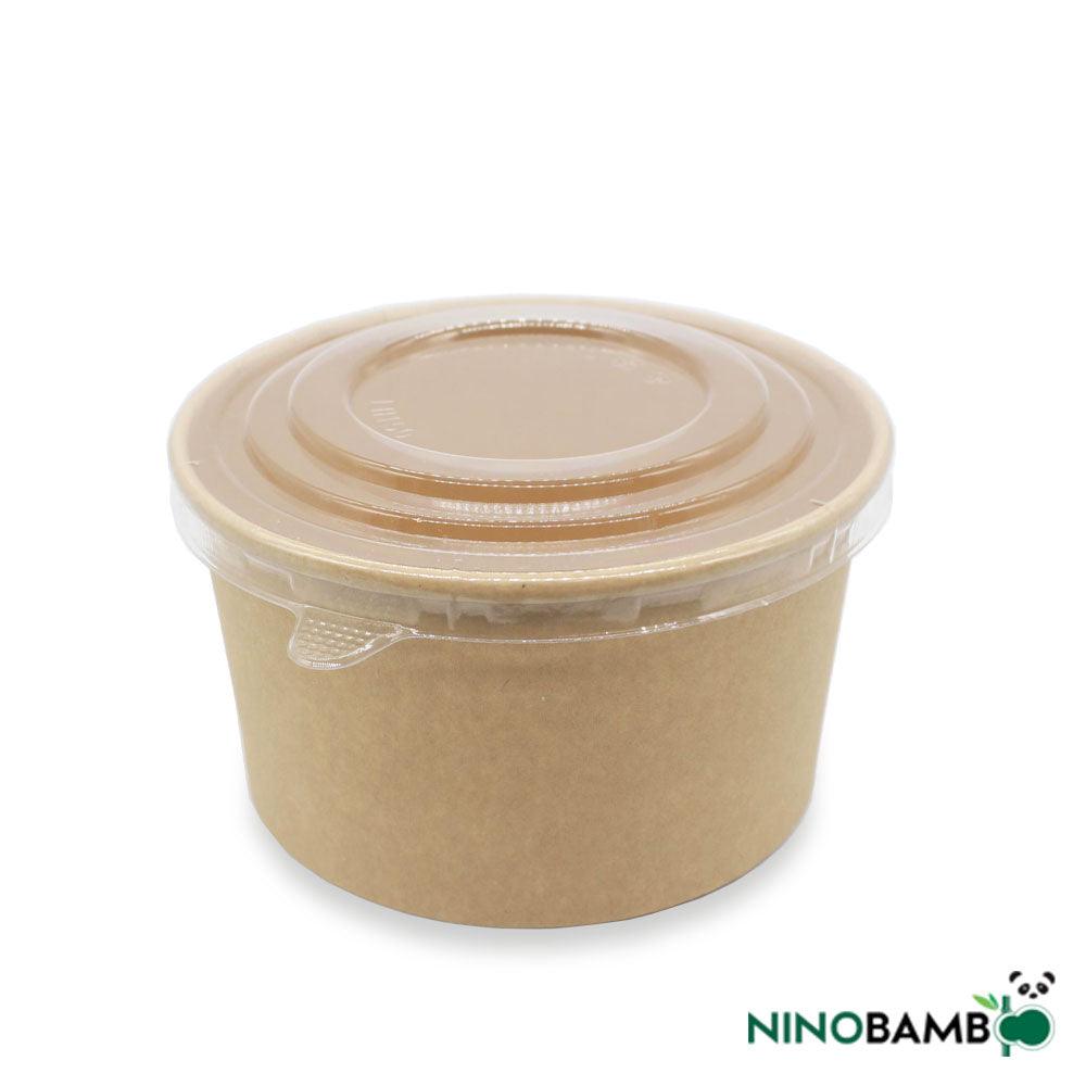 1100ml Kraft Paper Bowl with Lid - ninobamboo
