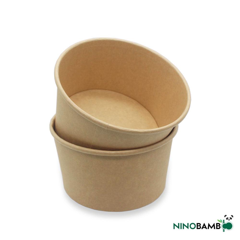 1100ml Kraft Paper Bowl with Lid - ninobamboo