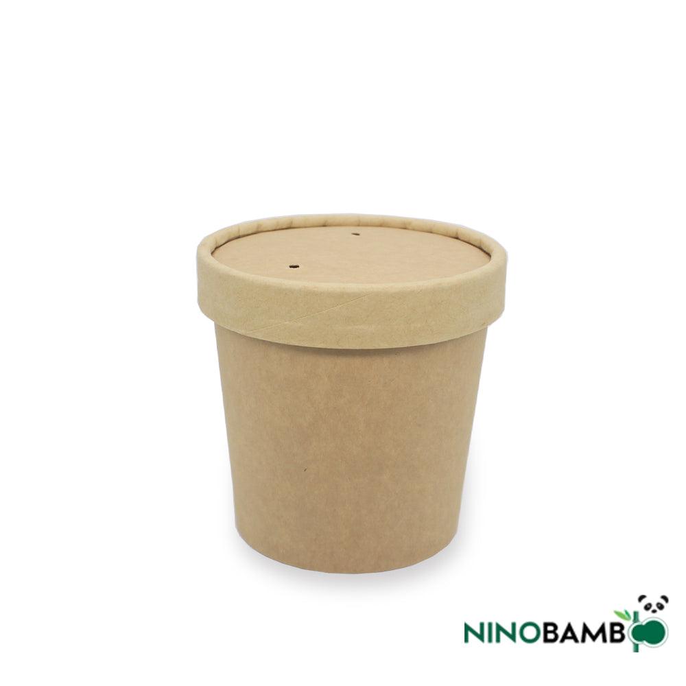 12oz Kraft Paper Cup With Paper Lid - ninobamboo