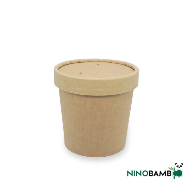 12oz Kraft Paper Cup With Paper Lid - ninobamboo