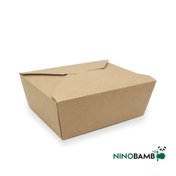 1400ml Kraft Paper Disposable Clip-on Salad - ninobamboo