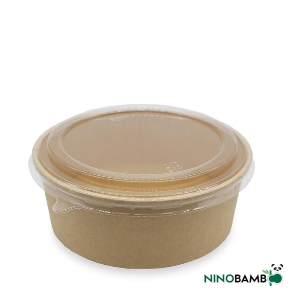 1500ml Kraft Paper Bowl with Lid - ninobamboo