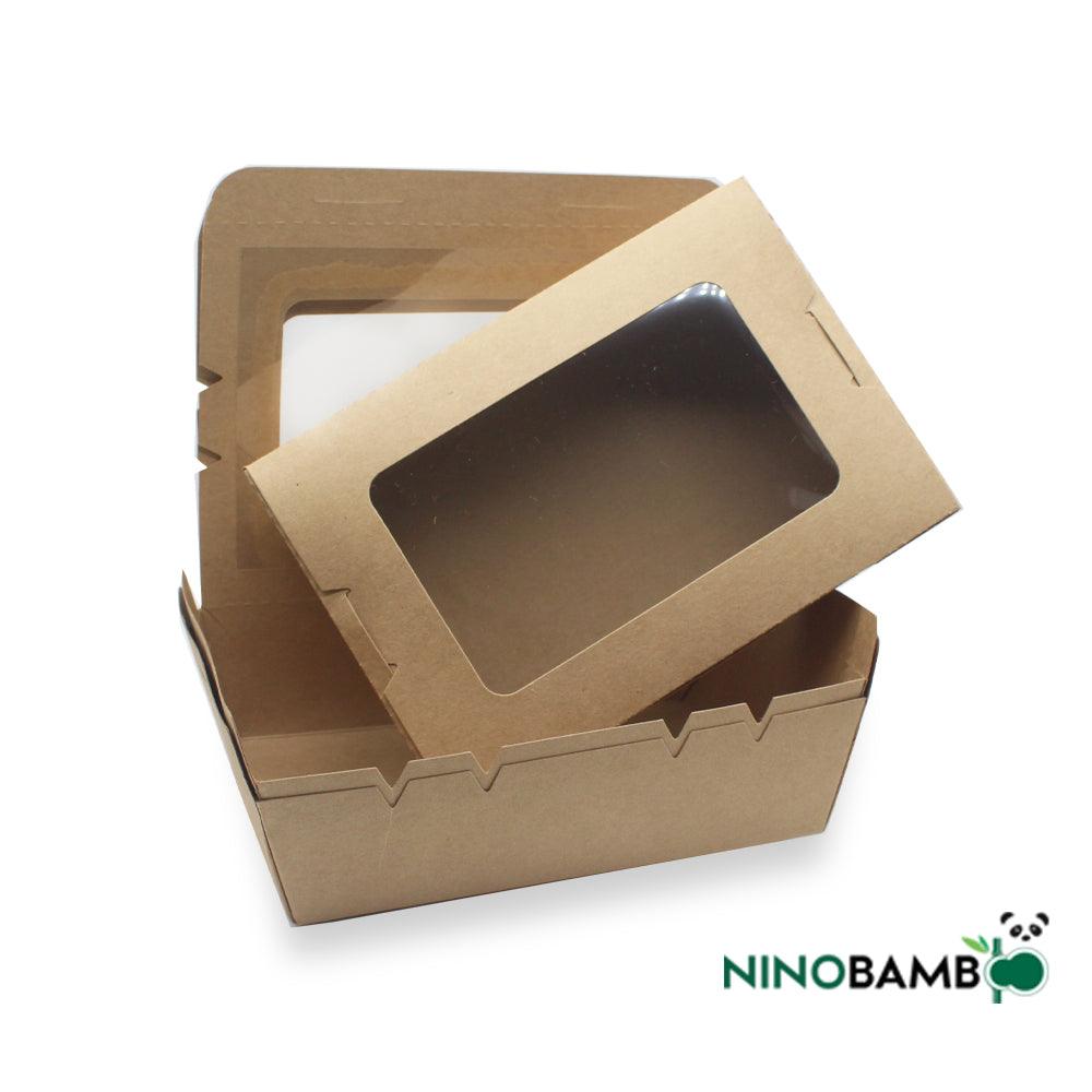 1600ml Kraft Paper Disposable Salad Box With Window