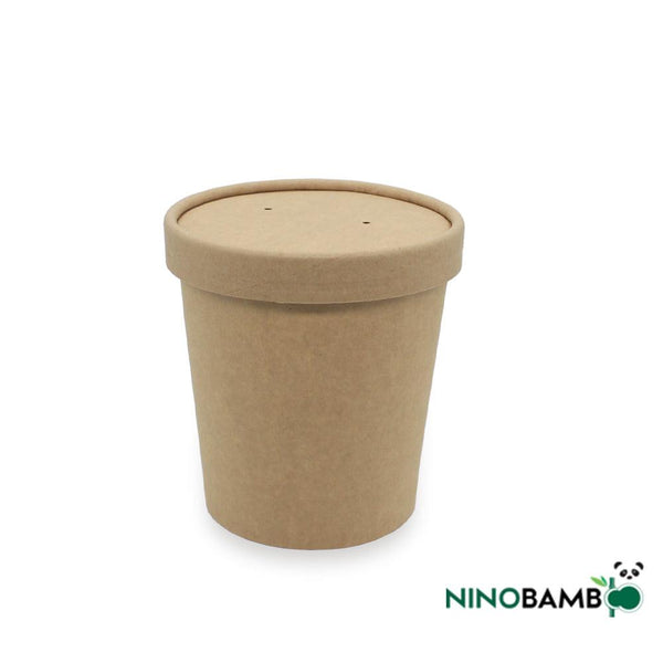 16oz Kraft Paper Cup With Paper Lid - ninobamboo