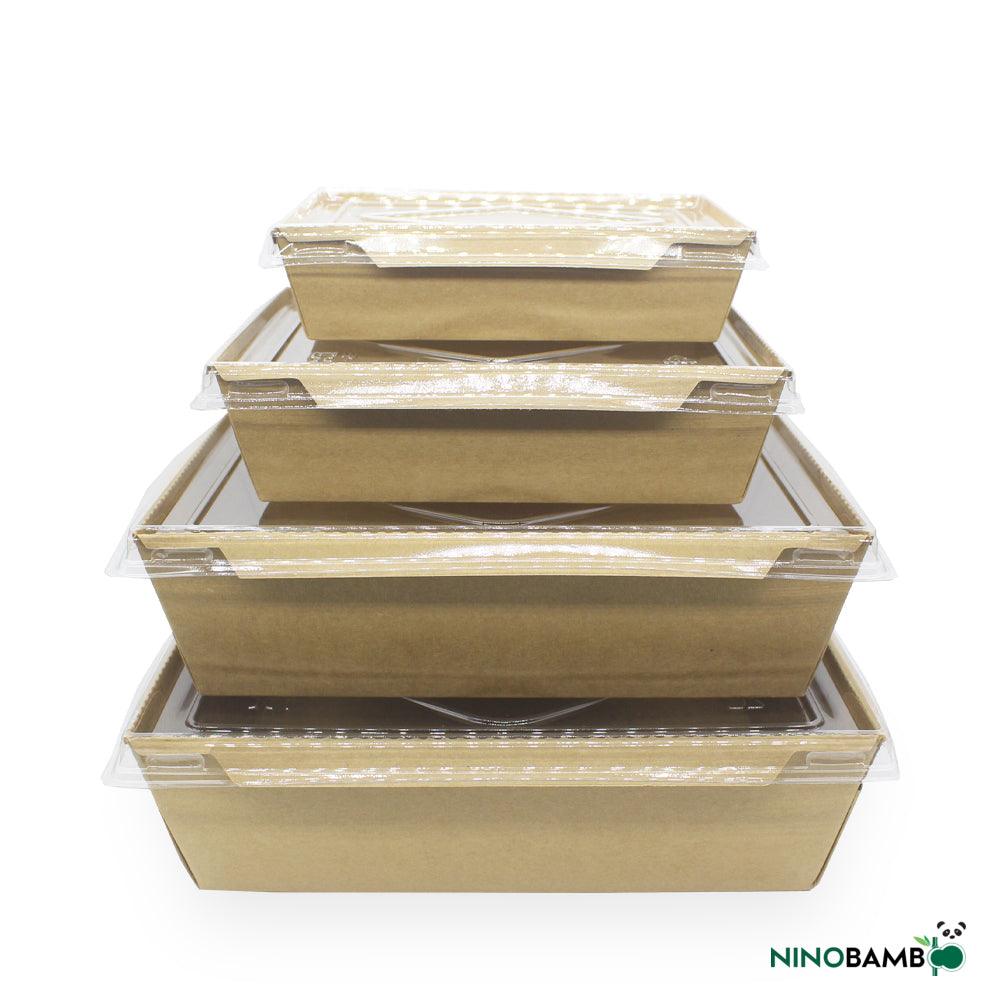 2100ml Disposable Kraft Salad Box With Lid - ninobamboo