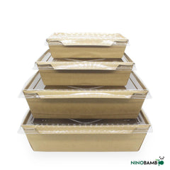 2100ml Disposable Kraft Salad Box With Lid - ninobamboo
