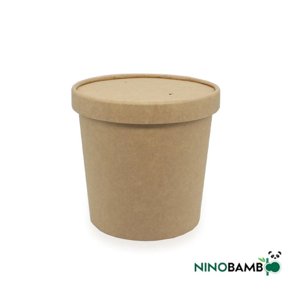 26oz Kraft Paper Cup With Paper Lid - ninobamboo