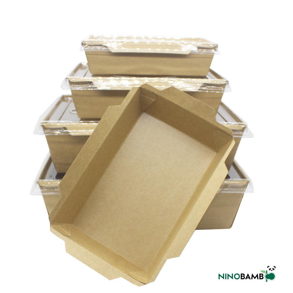 500ml Kraft Paper Disposable Salad Box With Lid - ninobamboo