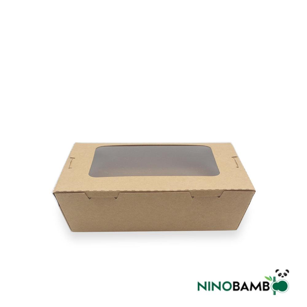 700ml Kraft Paper Disposable Salad Box With Window - ninobamboo