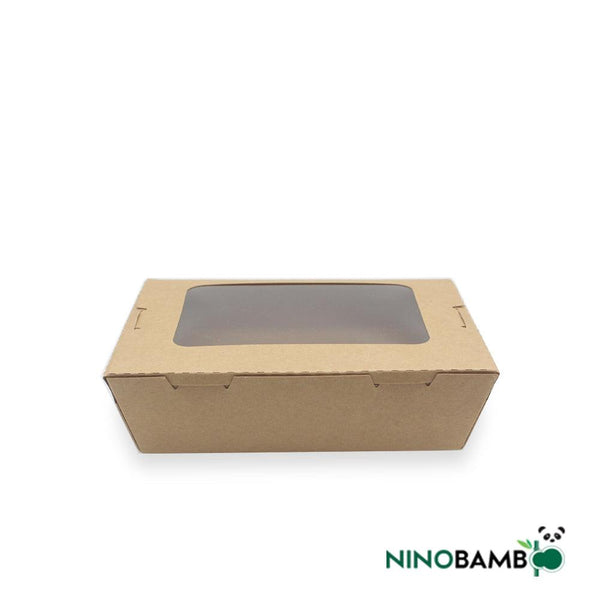 700ml Kraft Paper Disposable Salad Box With Window - ninobamboo