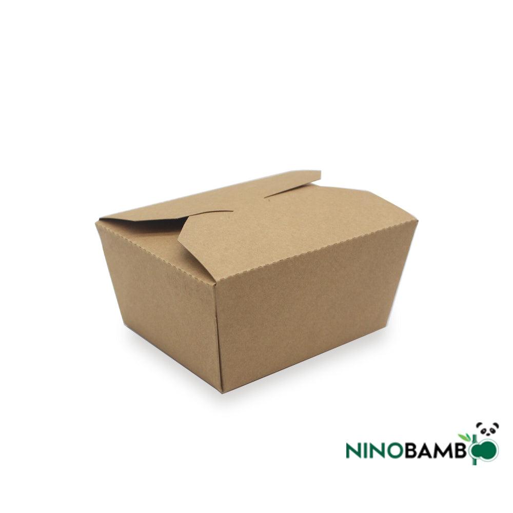 800ml Kraft Paper Disposable Clip-on Salad Box - ninobamboo