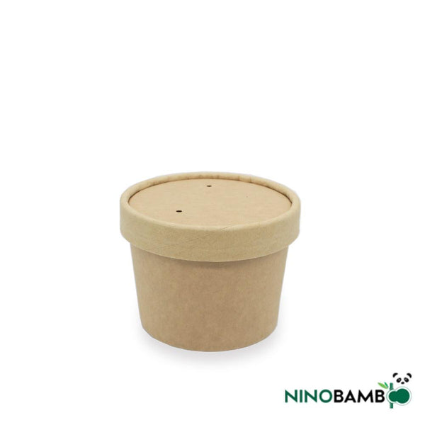 8oz Kraft Paper Cup With Paper Lid - ninobamboo