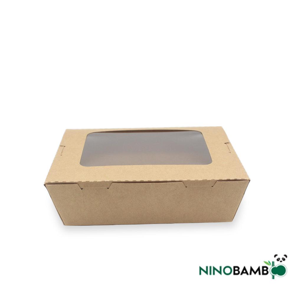 900ml Kraft Paper Disposable Salad Box With Window