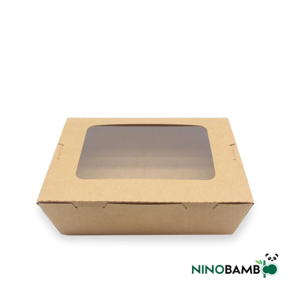900ml Kraft Paper Disposable Salad Box With Window