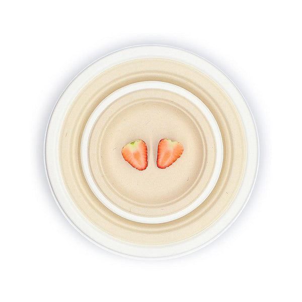 Biodegradable Sugarcane Bagasse Round Plate 7inch - ninobamboo
